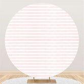 Lofaris Circle Pink And White Stripes Birthday Party Backdrop